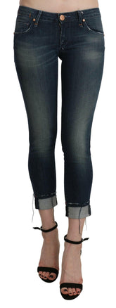Acht Blue Washed Low Waist Skinny Cropped Denim pant -   -  Acht.